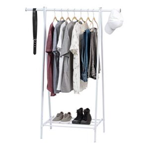 iris usa freestanding metal clothing rack for drying and hanging garments, frost white