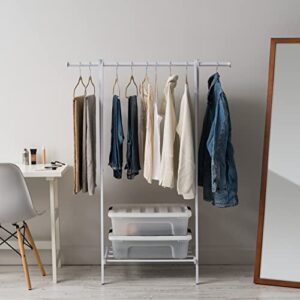 IRIS USA Freestanding Metal Clothing Rack for Drying and Hanging Garments, Frost White