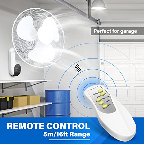 HealSmart 16 Inch Adjustable Tilt, Digital Household Wall Mount Fans, 90 Degree, 3 Speed Settings, 1 Pack, White, 1-Pack