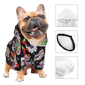 Skull Flowers Dog Hoodies, Pet Clothes Costumes, Colorful Pets Wear Hoodie Pullover for Dogs Cats Outdoor (XX-Large)