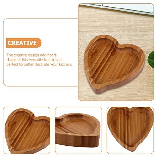 Luxshiny Heart Shaped Wood Serving Tray Decorative Valentine s Day Wedding Tea Set Tray Coffee Table Tray Wooden Food Plate Sushi Board for Bread Fruit Snack