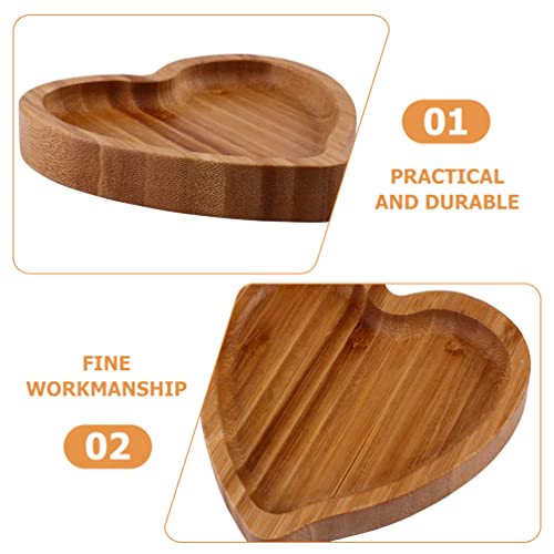 Luxshiny Heart Shaped Wood Serving Tray Decorative Valentine s Day Wedding Tea Set Tray Coffee Table Tray Wooden Food Plate Sushi Board for Bread Fruit Snack