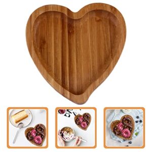 Luxshiny Heart Shaped Wood Serving Tray Decorative Valentine s Day Wedding Tea Set Tray Coffee Table Tray Wooden Food Plate Sushi Board for Bread Fruit Snack