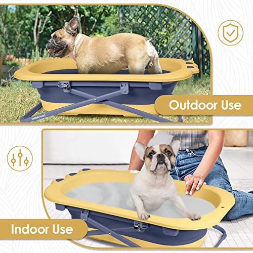 BEBEROAD PETS Pet Bathtub Collapsible Pet Bath Tub Height Adjustable Portable Dog Cat Bathing Tub for Small Medium Pets-Foldable Pet Shower Tub with Drainage Hole, Yellow, 23.6 x 12.6 x 8.3 Inches