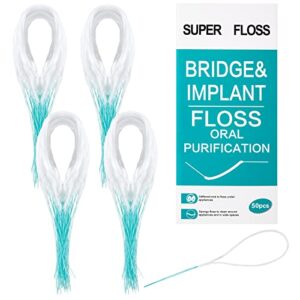 200 pcs floss threaders for bridges, 4 packs dental floss for braces, bridges and implants, periodontal disease teeth flossing