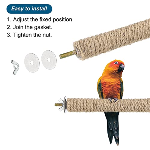 PATIKIL 0.9x6.7 Inch Bird Cage Perch, Parrot Stand Paw Grinding Stick Rope Weaving Wooden Stand Cage Accessory for Parrot Parakeet Cockatiel