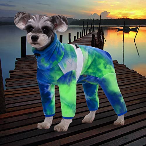 Dog Coats for Small Dogs, Polar Fleece Dog Pajamas Bodysuit for Small Medium Dogs, Dog Winter Jacket, Puppy Onesies Tie Dye Jumpsuits, Dog Full Body Vest, Dog Four-Legged Warm Clothes