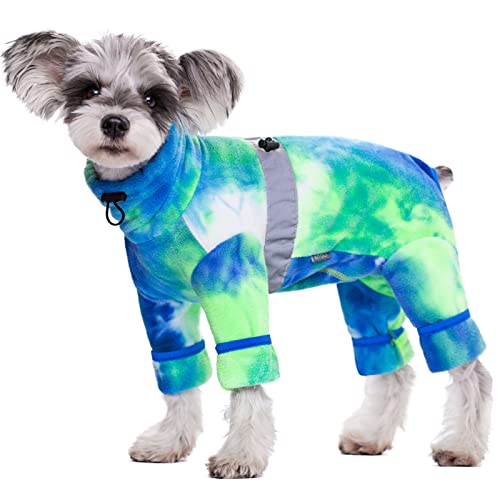 Dog Coats for Small Dogs, Polar Fleece Dog Pajamas Bodysuit for Small Medium Dogs, Dog Winter Jacket, Puppy Onesies Tie Dye Jumpsuits, Dog Full Body Vest, Dog Four-Legged Warm Clothes