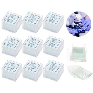 1000 pcs/10 pack blank microscope slides, 18x18mm glass slides for microscope,0.13-0.17mm thick microscope slides and covers microscope accessories for lab consumables research