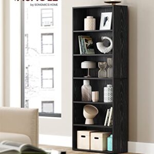 VASAGLE Bookshelf, 6-Tier Open Bookcase with Adjustable Storage Shelves, Floor Standing Unit, Black ULBC166T56