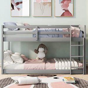 Merax Twin Over Twin Bunk Bed with Ladder and Saftey Guardrails for Teens, Boys or Girls, No Box Sping Needed