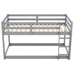 Merax Twin Over Twin Bunk Bed with Ladder and Saftey Guardrails for Teens, Boys or Girls, No Box Sping Needed