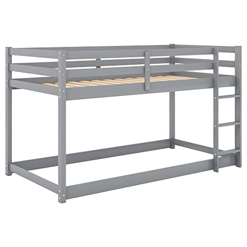 Merax Twin Over Twin Bunk Bed with Ladder and Saftey Guardrails for Teens, Boys or Girls, No Box Sping Needed