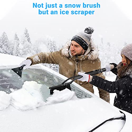 Qidoe Car Snow Brush and Ice Scraper Extendable for Car Windshield - 2 Pack: Snow Removal Winter Car Accessories with Ergonomic Foam Grip for SUVs Trucks Cars (Heavy Duty ABS, PVC Brush 24" Long)