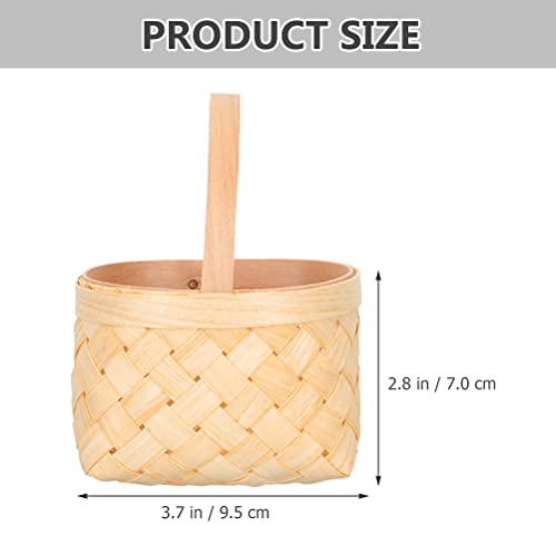 LUOZZY 6pcs Mini Woven Basket with Wooden Handles Small Candy Baskets Party Treats Baskets Party Favors, 6.5 * 7 * 9.5