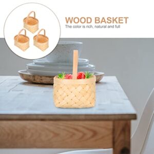 LUOZZY 6pcs Mini Woven Basket with Wooden Handles Small Candy Baskets Party Treats Baskets Party Favors, 6.5 * 7 * 9.5