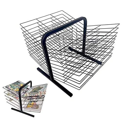 DONGYUE 20 Layers Drying Rack, Back-to-Back Double-Sided Art Drying Rack, with 20 Wire Shelves for Works of Art, Black Powder Coated Finish, Ideal for Schools and Art Clubs,