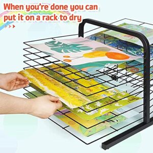 DONGYUE 20 Layers Drying Rack, Back-to-Back Double-Sided Art Drying Rack, with 20 Wire Shelves for Works of Art, Black Powder Coated Finish, Ideal for Schools and Art Clubs,