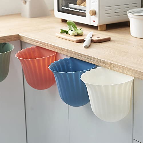 4PCS Hanging Trash Can, Hanging Kitchen Bathroom Trash Can, Waste Bin for Kitchen, Collapsible Hang Small Plastic Garbage Trash Can (4 Color)