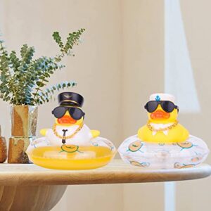 MuMyer Car Rubber Dashboard Duck Unique Duck Car Decoration Duck Car Ornament Accessories with Swim Ring Necklace and Sunglasses