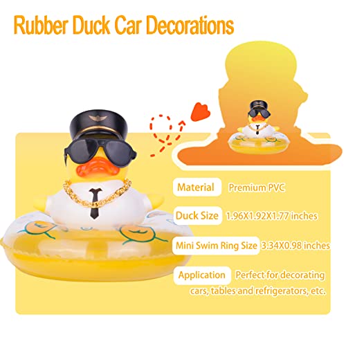 MuMyer Car Rubber Dashboard Duck Unique Duck Car Decoration Duck Car Ornament Accessories with Swim Ring Necklace and Sunglasses