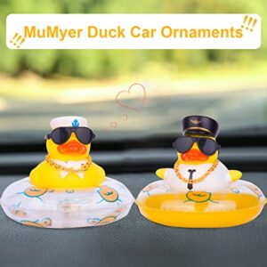 MuMyer Car Rubber Dashboard Duck Unique Duck Car Decoration Duck Car Ornament Accessories with Swim Ring Necklace and Sunglasses