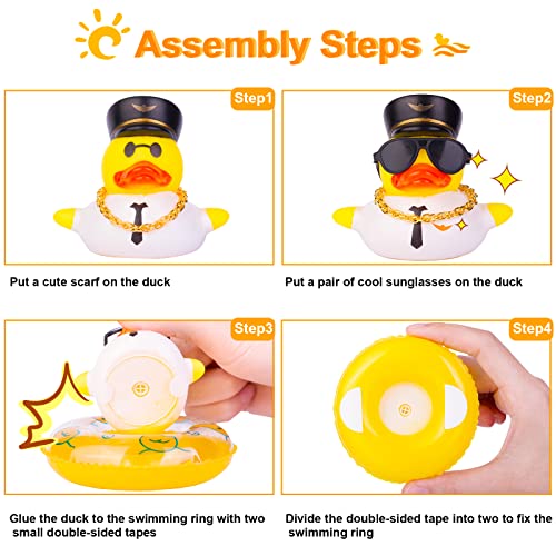 MuMyer Car Rubber Dashboard Duck Unique Duck Car Decoration Duck Car Ornament Accessories with Swim Ring Necklace and Sunglasses