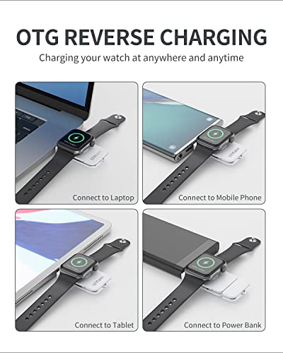 Portable Watch Charger for Apple Watch - ANPULES USB C & USB A iWatch Charger [OTG] for Travel, 2 in 1 Magnetic Wireless Charger for Apple Watch Series Ultra 2/Ultra 9 8 7 SE 6 5 4 3 2 1 (White)