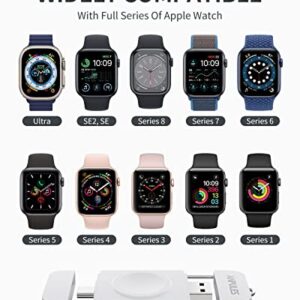 Portable Watch Charger for Apple Watch - ANPULES USB C & USB A iWatch Charger [OTG] for Travel, 2 in 1 Magnetic Wireless Charger for Apple Watch Series Ultra 2/Ultra 9 8 7 SE 6 5 4 3 2 1 (White)