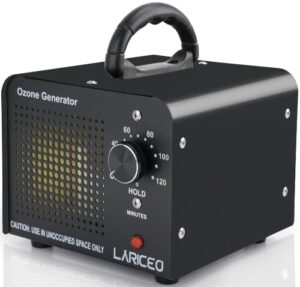 lariceo 12000mg/h high capacity ozone generator, home and commercial ozone machine odor removal, ideal for car, home, smoke, pet, etc (black)
