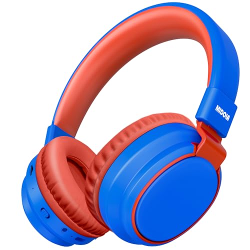 MIDOLA Headphones Kids Bluetooth Wireless Volume Limited 85/110dB Over On Ear Foldable Noise Protection Headset/Wired Inline Cable AUX 3.5mm Mic for Child Boy Girl Travel School Pad Tablet Blue