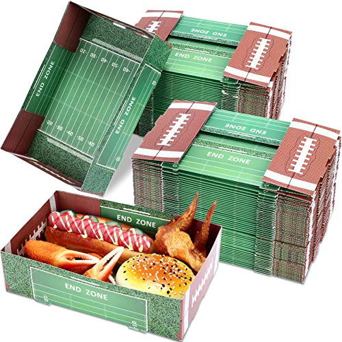 100 Pcs Football Paper Food Trays Ball Paper Party Bowls Sports Theme Candy Holder Trays Football Bowl Football Party Supplies Disposable Serving Tray for Football Sports Event Family Food Party Decor