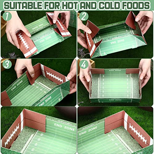 100 Pcs Football Paper Food Trays Ball Paper Party Bowls Sports Theme Candy Holder Trays Football Bowl Football Party Supplies Disposable Serving Tray for Football Sports Event Family Food Party Decor