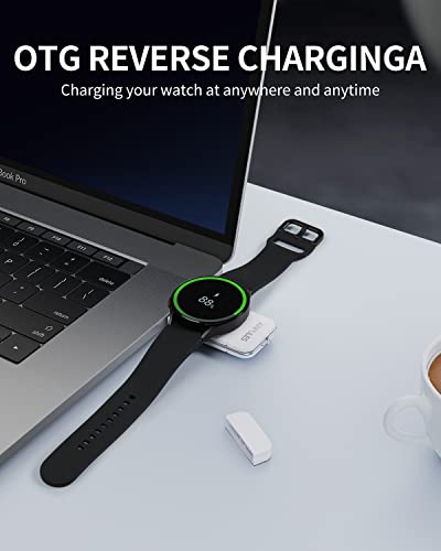 Portable Watch Charger for Samsung Galaxy Watch 6/5 - ANPULES USB C & USB A Watch Charger [OTG] for Galaxy Watch, Magnetic Wireless Charger for Galaxy Watch 4/4 Classic/3/Galaxy Active 2 (White)