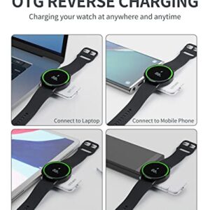 Portable Watch Charger for Samsung Galaxy Watch 6/5 - ANPULES USB C & USB A Watch Charger [OTG] for Galaxy Watch, Magnetic Wireless Charger for Galaxy Watch 4/4 Classic/3/Galaxy Active 2 (White)