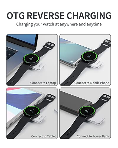 Portable Watch Charger for Samsung Galaxy Watch 6/5 - ANPULES USB C & USB A Watch Charger [OTG] for Galaxy Watch, Magnetic Wireless Charger for Galaxy Watch 4/4 Classic/3/Galaxy Active 2 (White)