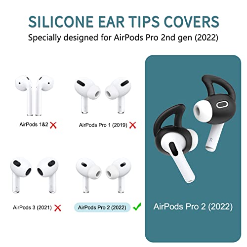 (5 Pairs) Ear Hooks for AirPods Pro 2, Silicone Anti Slip AirPods Pro 2 Ear Hook Accessories for Apple AirPods Pro 2nd Generation 2022【NOT Fit in Case】
