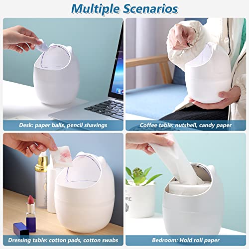 SENTOP Cute Desktop Trash Can, Kawaii Mini Trash Bin with Shake Lid, Garbage Storage Bucket for Desk Car Office Kitchen (Blue)