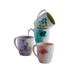 corona mugs set of 4 | perfect for coffee and tea lovers | armonia | 13.4 oz -380cc |cerámica| hand painted & romantic design| multicolored decor