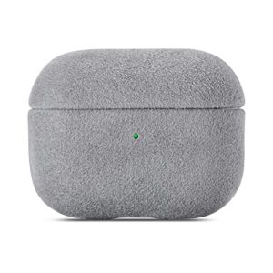 akantra alcantara case compatible with apple airpods pro 2, handmade fully-wrapped synthetic suede airpods pro2 cover, scratch resistant microfiber cushion (gray 2938)