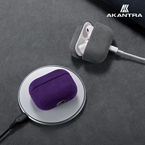 Akantra Alcantara Case Compatible with Apple AirPods Pro 2, Handmade Fully-Wrapped Synthetic Suede AirPods Pro2 Cover, Scratch Resistant Microfiber Cushion (Gray 2938)