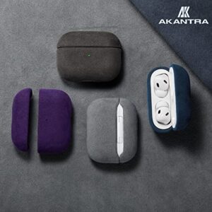 Akantra Alcantara Case Compatible with Apple AirPods Pro 2, Handmade Fully-Wrapped Synthetic Suede AirPods Pro2 Cover, Scratch Resistant Microfiber Cushion (Gray 2938)
