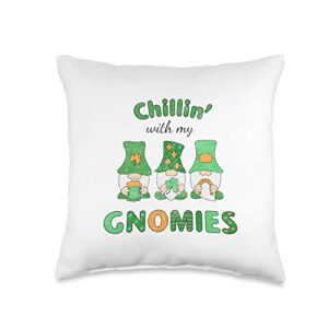 irish chillin with my gnomes st patricks day chillin with my gnomies throw pillow, 16x16, multicolor