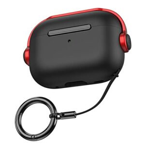 for airpods pro 2nd case，cover for airpod pro 2 tpu+pc material，shock-proof and drop-proof for air pods pro2 (black+red)