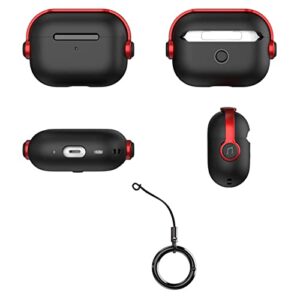 for Airpods Pro 2nd Case，Cover for airpod Pro 2 TPU+PC Material，Shock-Proof and Drop-Proof for Air pods Pro2 (Black+red)