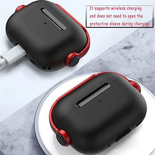 for Airpods Pro 2nd Case，Cover for airpod Pro 2 TPU+PC Material，Shock-Proof and Drop-Proof for Air pods Pro2 (Black+red)