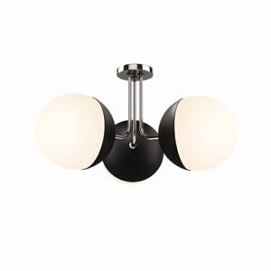 Modway Stellar 3-Light Semi-Flush Ceiling Light in Opal Polished Nickel