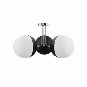 Modway Stellar 3-Light Semi-Flush Ceiling Light in Opal Polished Nickel