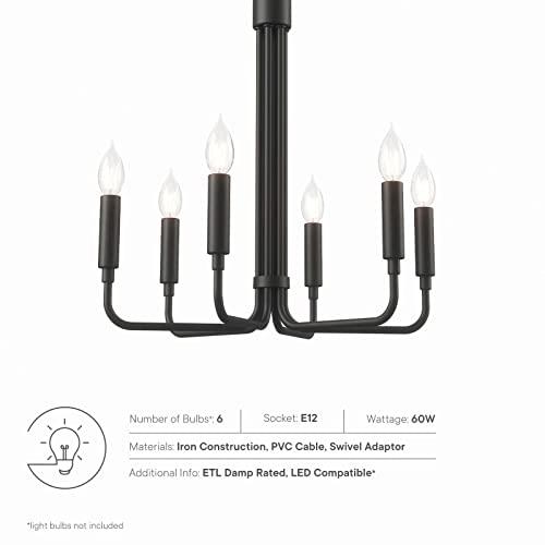 Modway Rekindle 6-Light Chandelier in Black