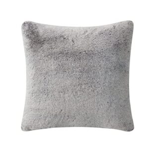 modern elements clara collection faux fur decorative pillow, jet black